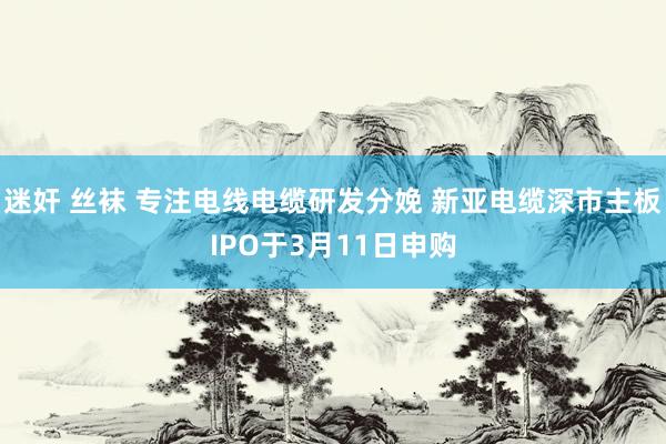迷奸 丝袜 专注电线电缆研发分娩 新亚电缆深市主板IPO于3月11日申购