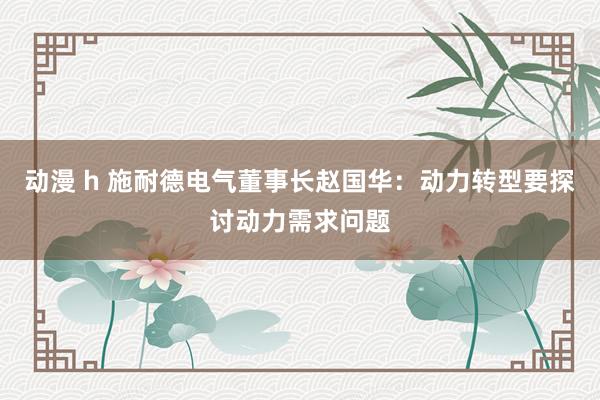 动漫 h 施耐德电气董事长赵国华：动力转型要探讨动力需求问题