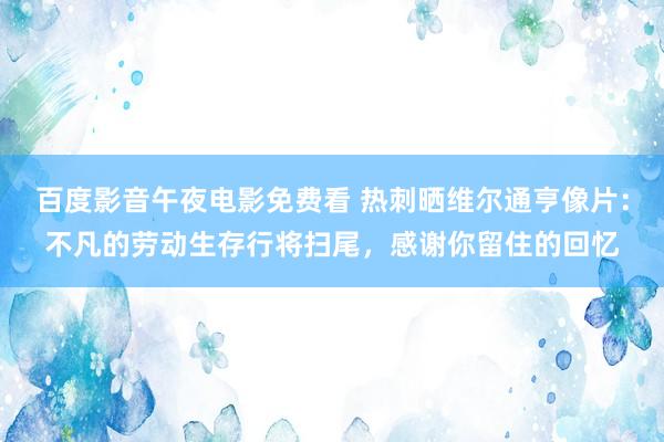 百度影音午夜电影免费看 热刺晒维尔通亨像片：不凡的劳动生存行将扫尾，感谢你留住的回忆