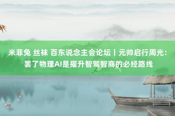 米菲兔 丝袜 百东说念主会论坛丨元帅启行周光： 罢了物理AI是擢升智驾智商的必经路线