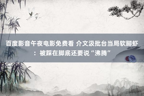百度影音午夜电影免费看 介文汲批台当局软脚虾：被踩在脚底还要说“沸腾”