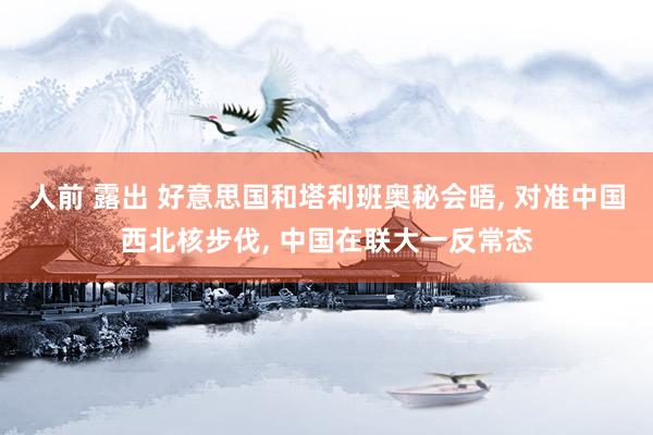 人前 露出 好意思国和塔利班奥秘会晤， 对准中国西北核步伐， 中国在联大一反常态