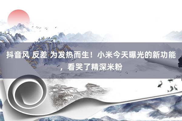 抖音风 反差 为发热而生！小米今天曝光的新功能，看哭了精深米粉