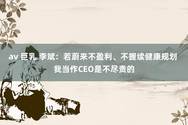 av 巨乳 李斌：若蔚来不盈利、不握续健康规划 我当作CEO是不尽责的