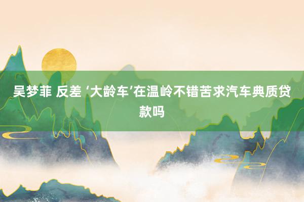 吴梦菲 反差 ‘大龄车’在温岭不错苦求汽车典质贷款吗