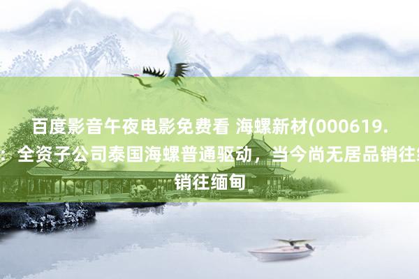 百度影音午夜电影免费看 海螺新材(000619.SZ)：全资子公司泰国海螺普通驱动，当今尚无居品销往缅甸