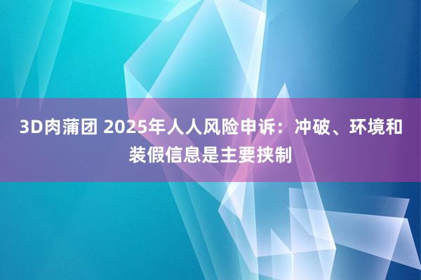 3D肉蒲团 2025年人人风险申诉：冲破、环境和装假信息是主要挟制