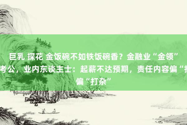 巨乳 探花 金饭碗不如铁饭碗香？金融业“金领”扎堆考公，业内东谈主士：起薪不达预期，责任内容偏“打杂”