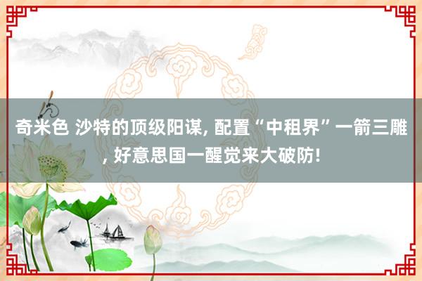 奇米色 沙特的顶级阳谋, 配置“中租界”一箭三雕, 好意思国一醒觉来大破防!