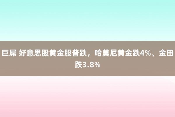 巨屌 好意思股黄金股普跌，哈莫尼黄金跌4%、金田跌3.8%
